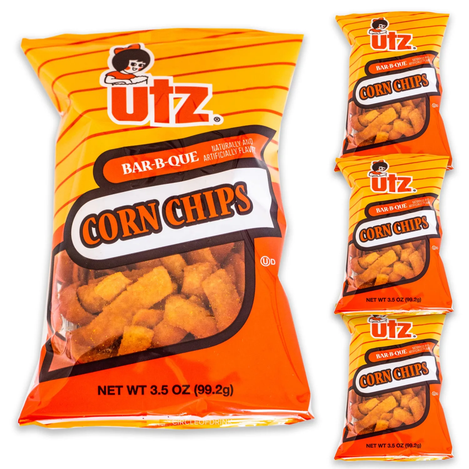 Utz BBQ Corn Chips - Crispy, Crunchy Delicious BBQ Corn Flavors - 4, 3.5oz bags