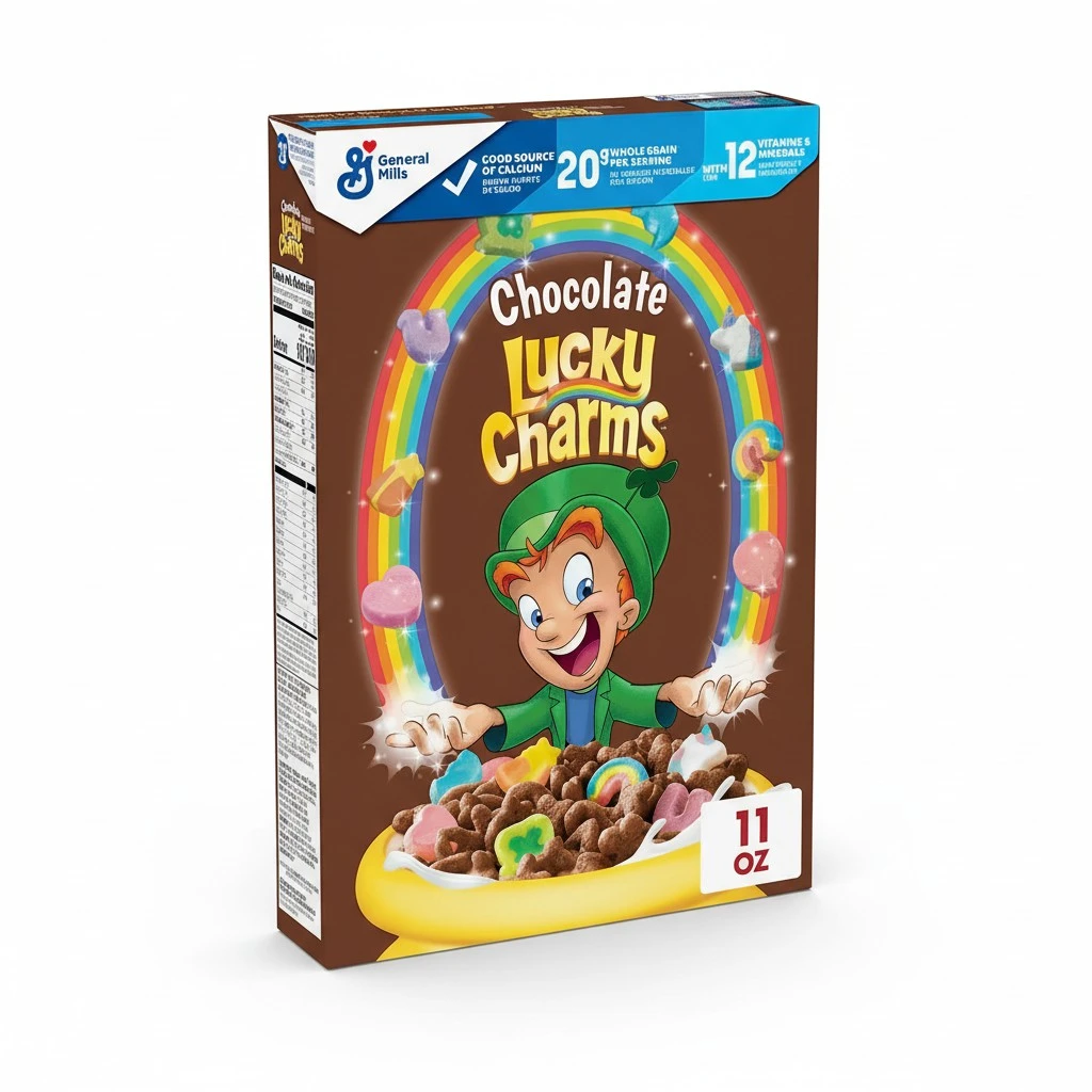 Chocolate Lucky Charms, Chocolate Flavored Cereal with Marshmallows, With Leprechaun Trap, Made With Whole Grain, 11 OZ