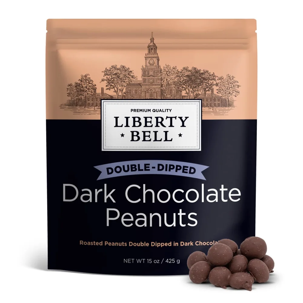 Liberty Bell Dark Chocolate Double Dipped Peanuts Candy, 15 Ounce Bag