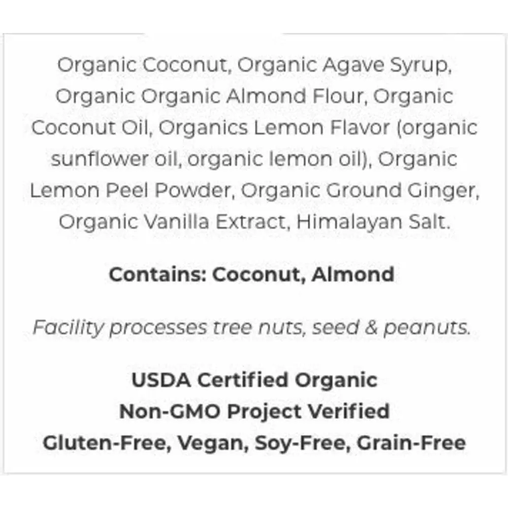 Emmy's Organics Lemon Ginger Coconut Cookies (Pack of 8) | Gluten-Free, Organic, Vegan, Paleo-Friendly