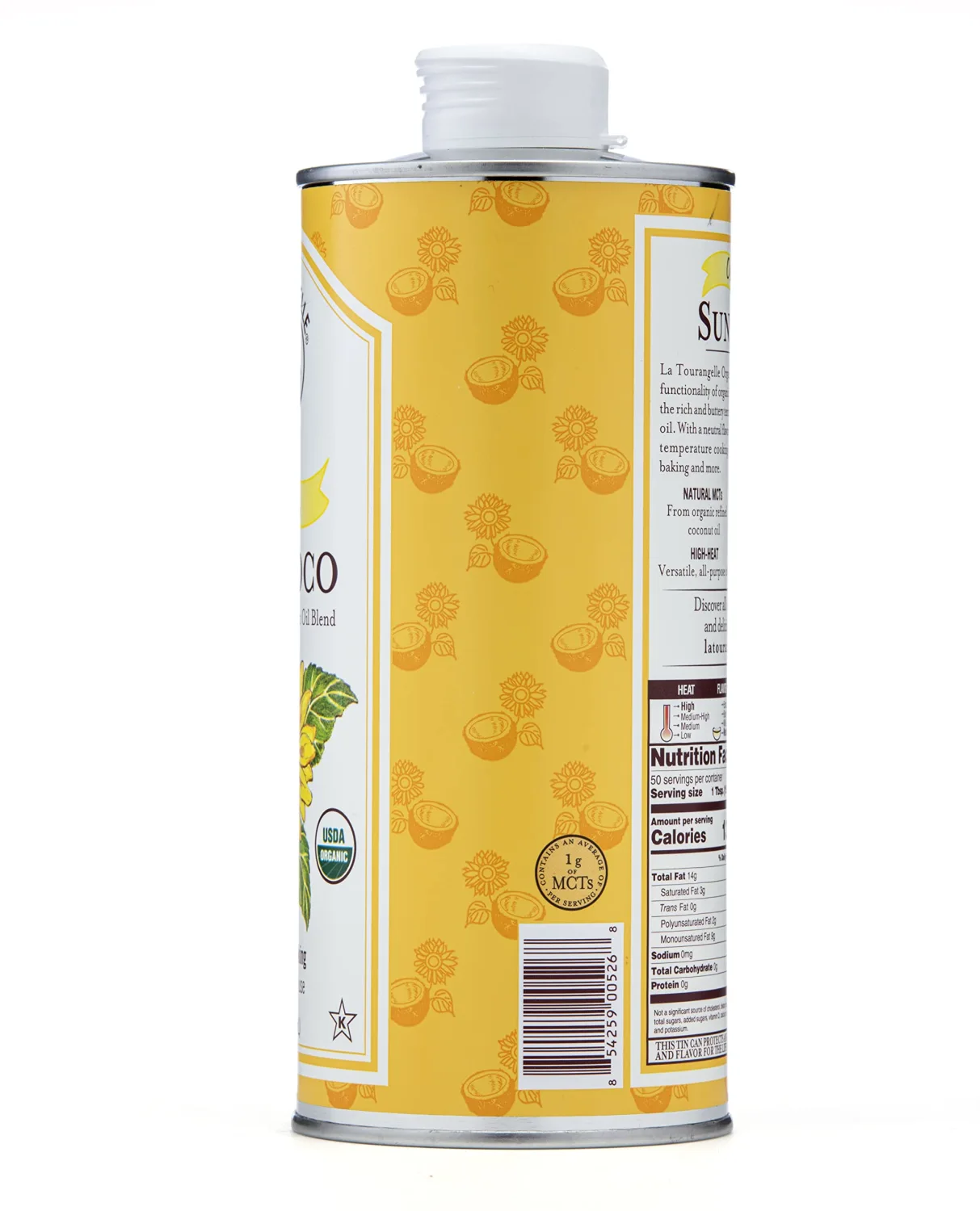 La Tourangelle, Organic Sun Coco Oil, Unique Blend of Organic High-Oleic Sunflower Oil and Organic Refined Coconut Oil, Heat Heat Cooking and DIY Beauty, 25.4 fl oz