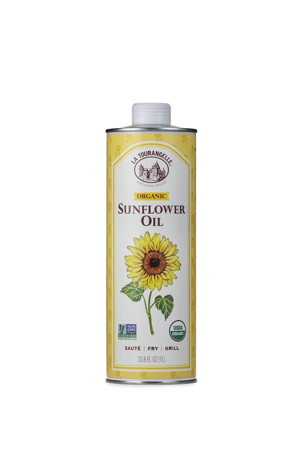 La Tourangelle, Organic High Oleic Sunflower Oil, Neutral Oil For Medium to High Heat Cooking and Skin Care, Non GMO, Pesticide and Chemical Free, 33.8 Fl Oz