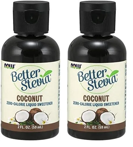 NOW Foods BetterStevia Coconut Zero-Calorie Liquid Sweetener, Keto Friendly, Suitable for Diabetics, No Erythritol, 2-Ounce (Pack of 2)