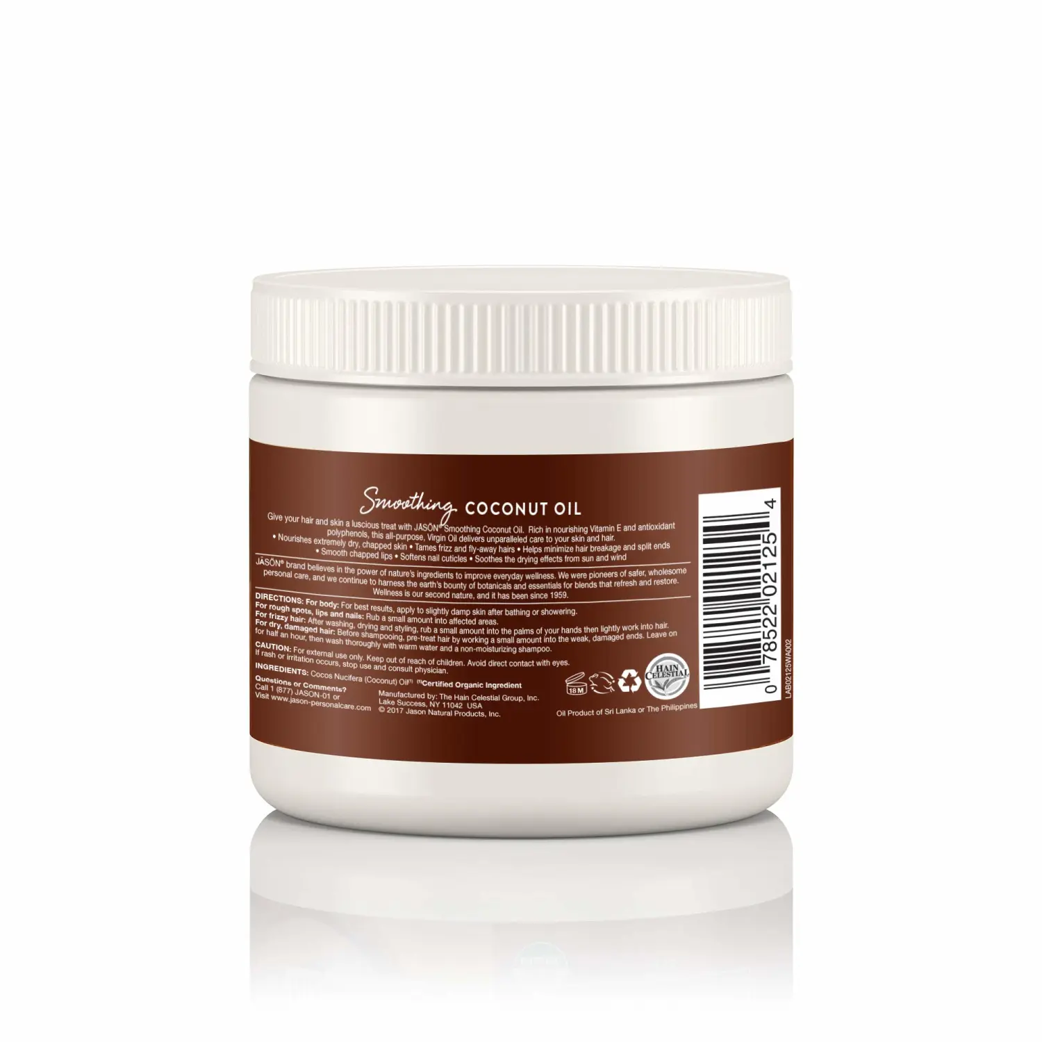 Jason Organic Unrefined Oil, Smoothing Coconut, 15 Oz