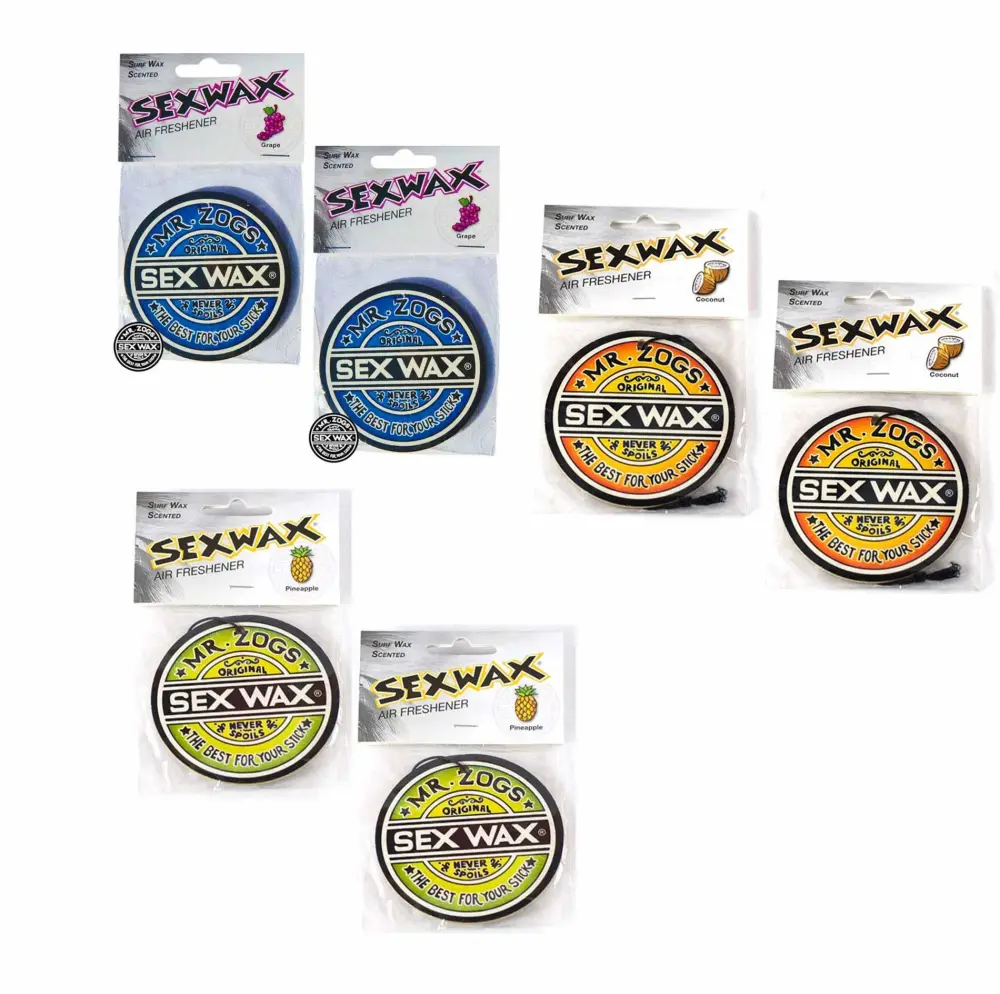 Sex Wax Mr. Zoggs AIR FRESHENER 3" Logo 6-Pack Grape/Pineapple/Coconut