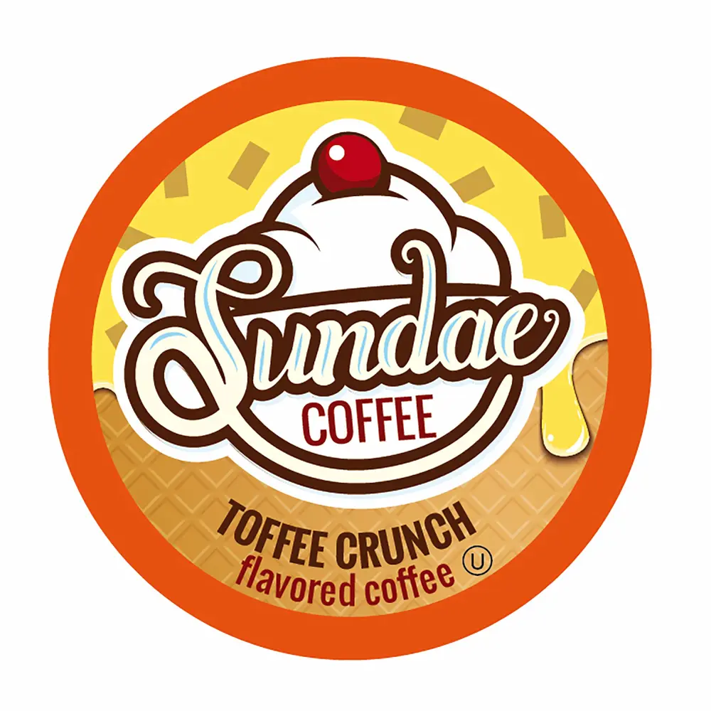 Sundae Ice Cream Flavored Coffee Pods, Compatible with 2.0 Keurig K-Cup Brewer, (Toffee Crunch) 48 Count