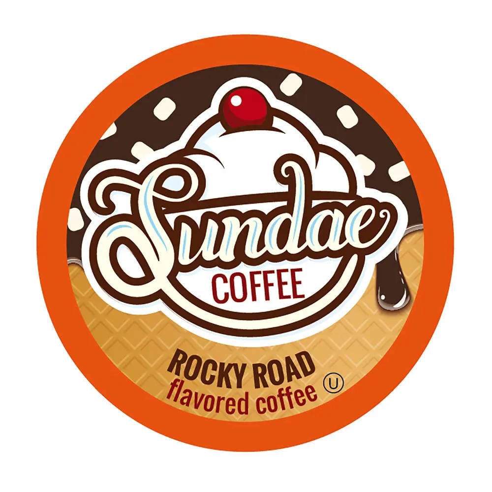 Sundae Ice Cream Flavored Coffee Pods, Compatible with 2.0 Keurig K-Cup Brewer, (Rocky Road) 48 Count