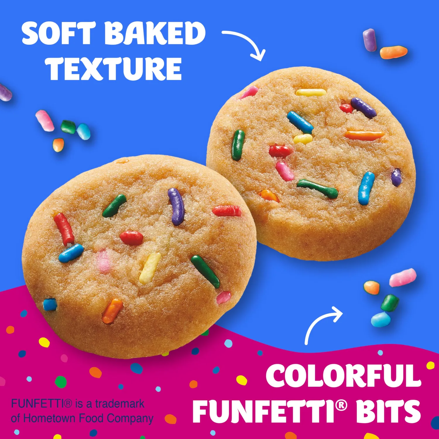 Pillsbury Mini Soft Baked Cookies, Funfetti, Snack Bags, 10 Ct, 10 oz