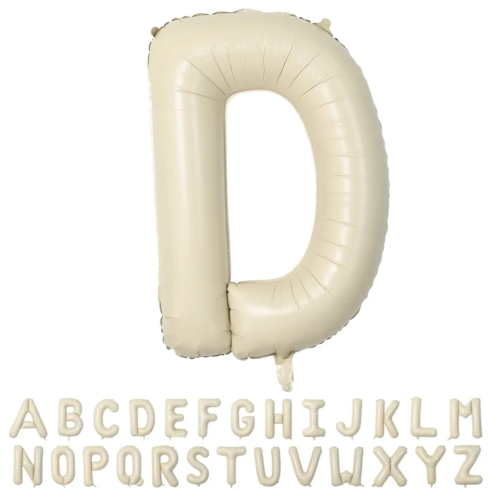 40 Inch Cream Letter Balloons, Large D Letter Balloons Foil Helium Balloons, Mylar Big Single Alphabet D Balloons, Cream Balloon Letters for Birthday Party Decorations Wedding Anniversary Supplies