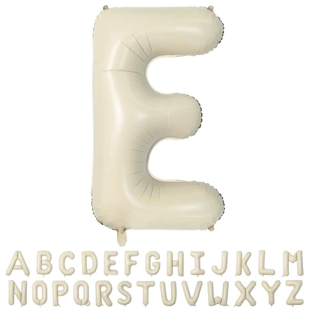 40 Inch Cream Letter Balloons, Large E Letter Balloons Foil Helium Balloons, Mylar Big Single Alphabet E Balloons, Cream Balloon Letters for Birthday Party Decorations Wedding Anniversary Supplies