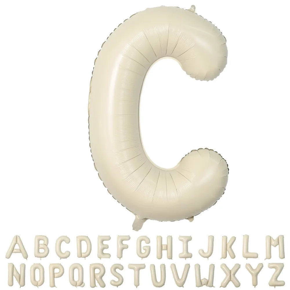 40 Inch Cream Letter Balloons, Large C Letter Balloons Foil Helium Balloons, Mylar Big Single Alphabet C Balloons, Cream Balloon Letters for Birthday Party Decorations Wedding Anniversary Supplies