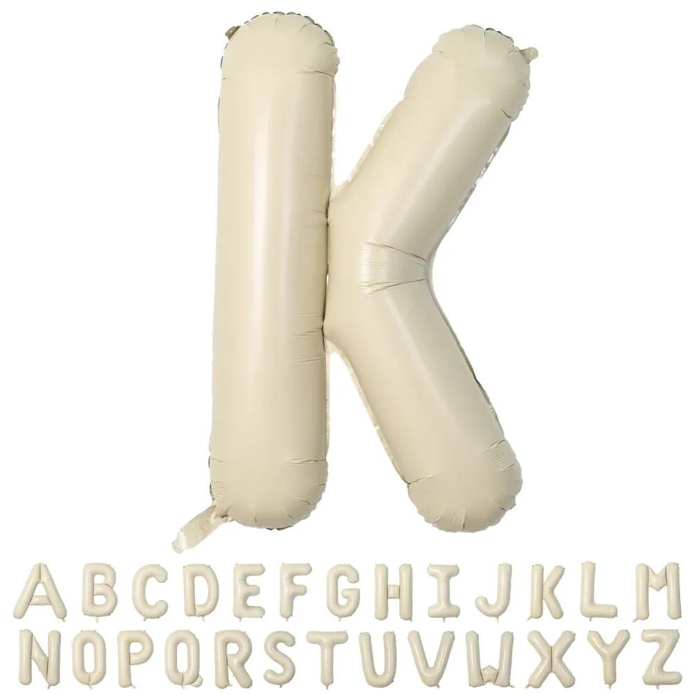 40 Inch Cream Letter Balloons, Large K Letter Balloons Foil Helium Balloons, Mylar Big Single Alphabet K Balloons, Cream Balloon Letters for Birthday Party Decorations Wedding Anniversary Supplies