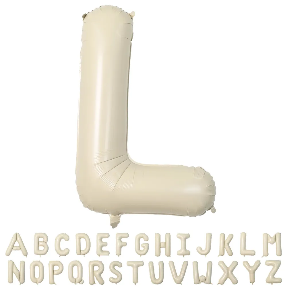 40 Inch Cream Letter Balloons, Large L Letter Balloons Foil Helium Balloons, Mylar Big Single Alphabet L Balloons, Cream Balloon Letters for Birthday Party Decorations Wedding Anniversary Supplies