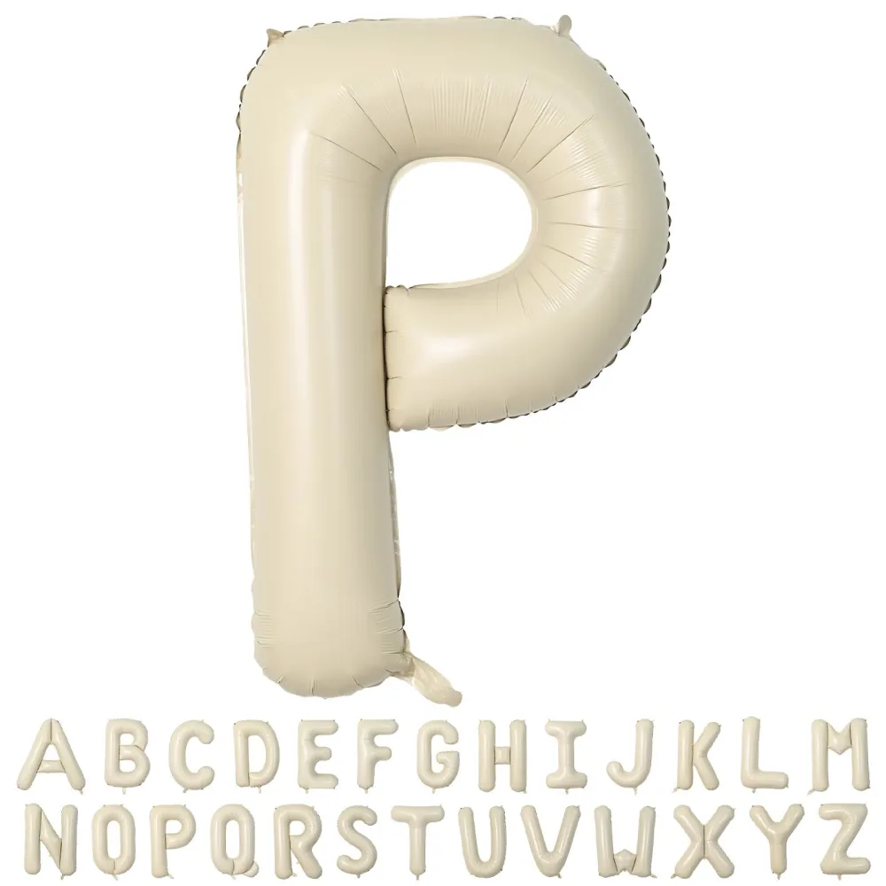 40 Inch Cream Letter Balloons, Large P Letter Balloons Foil Helium Balloons, Mylar Big Single Alphabet P Balloons, Cream Balloon Letters for Birthday Party Decorations Wedding Anniversary Supplies