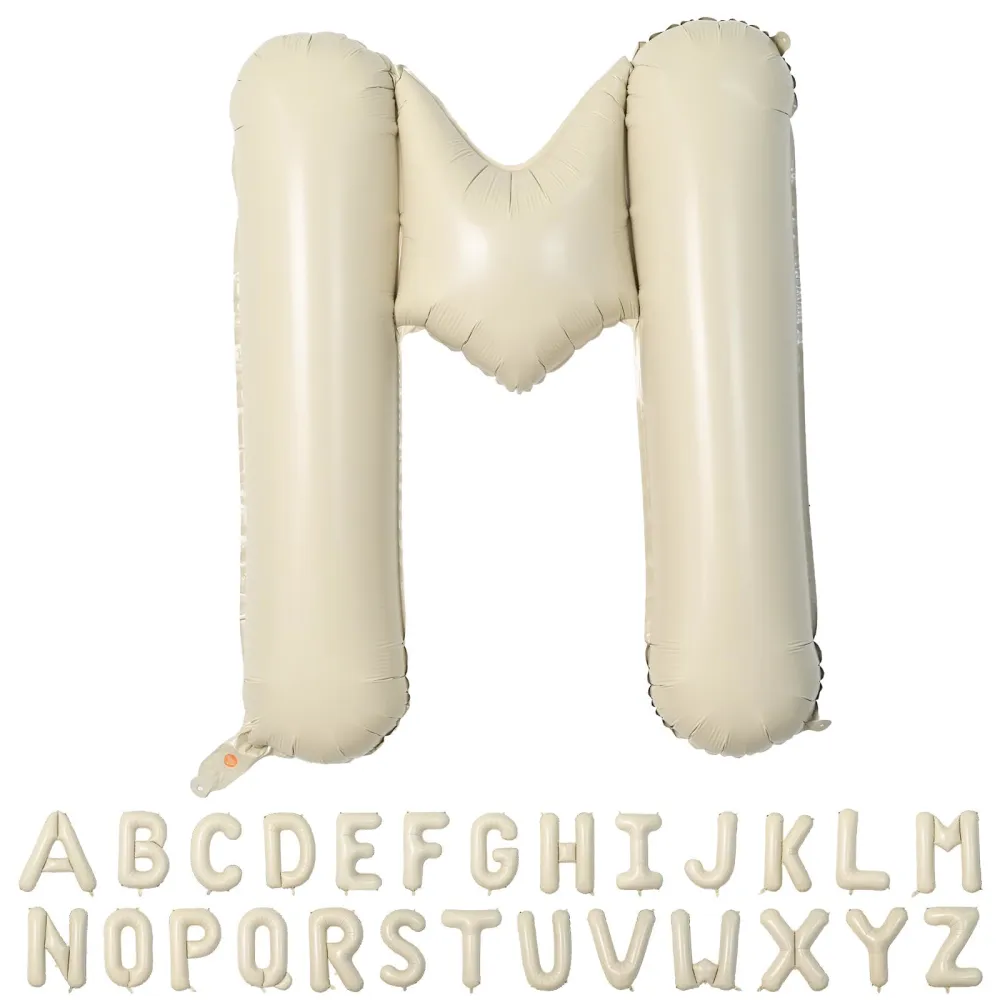 40 Inch Cream Letter Balloons, Large M Letter Balloons Foil Helium Balloons, Mylar Big Single Alphabet M Balloons, Cream Balloon Letters for Birthday Party Decorations Wedding Anniversary Supplies