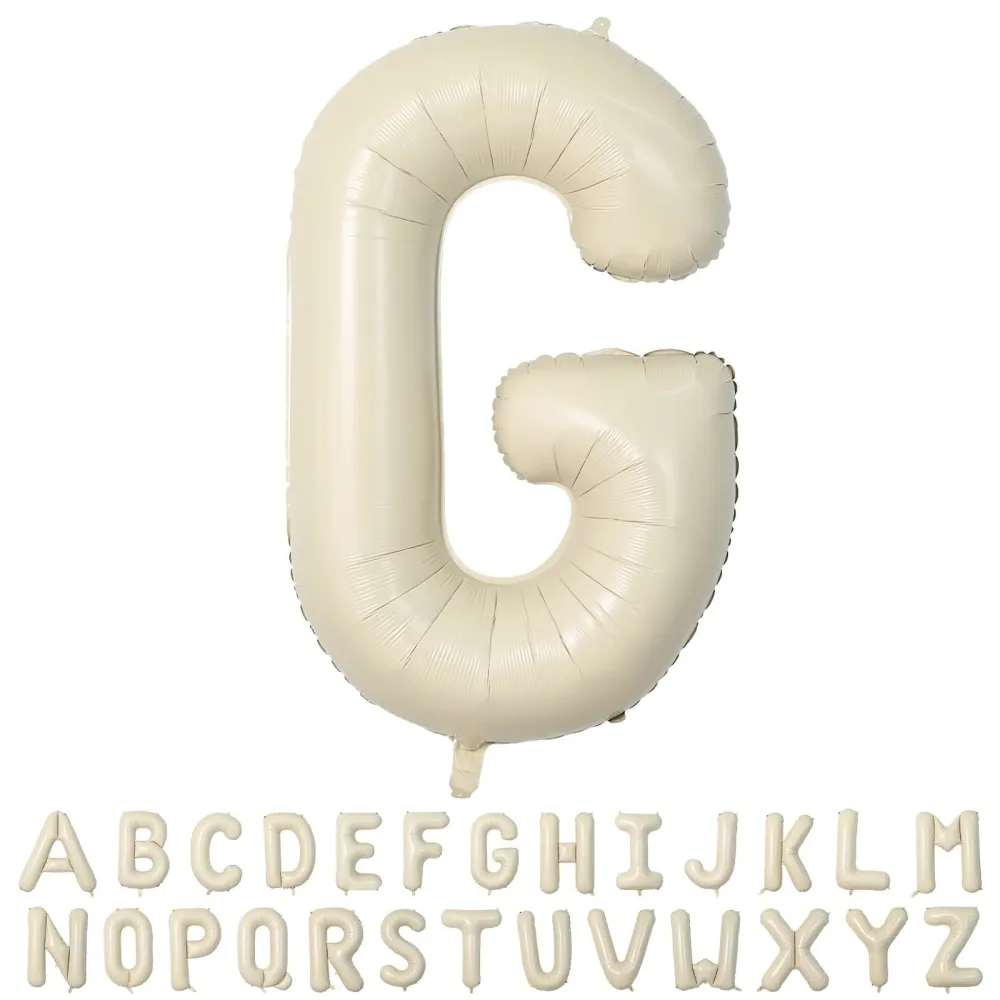 40 Inch Cream Letter Balloons, Large G Letter Balloons Foil Helium Balloons, Mylar Big Single Alphabet G Balloons, Cream Balloon Letters for Birthday Party Decorations Wedding Anniversary Supplies