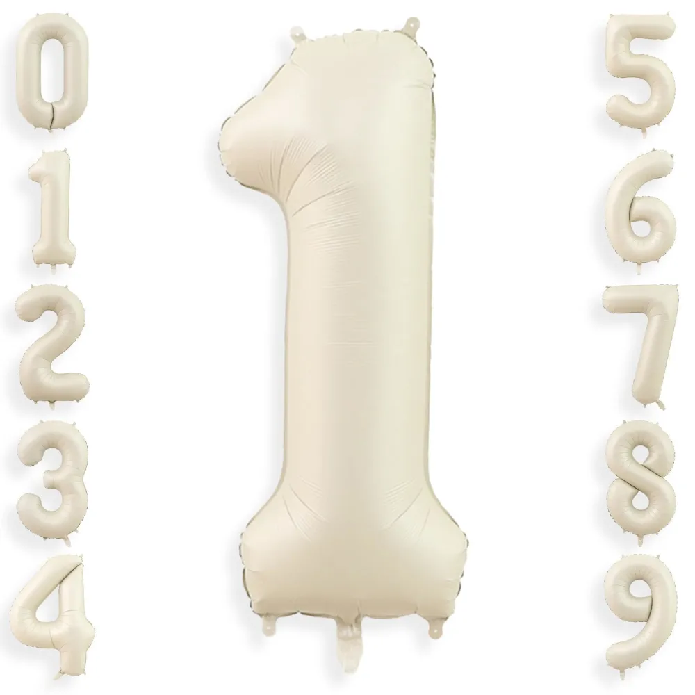 40 Inch Cream White 1 Balloon Numbers, Large Number 1 Balloon Foil Helium Number Balloons, Big 1st Mylar Birthday Balloons for Boys Girls 1st Birthday Party Decorations Anniversary Party Supplies