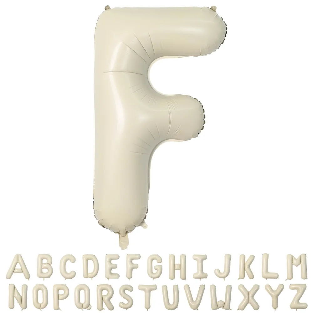 40 Inch Cream Letter Balloons, Large F Letter Balloons Foil Helium Balloons, Mylar Big Single Alphabet F Balloons, Cream Balloon Letters for Birthday Party Decorations Wedding Anniversary Supplies