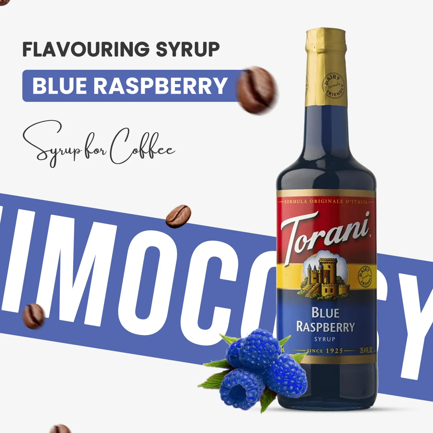 Blue Raspberry Syrup for Coffee 25.4 Ounces Coffee Syrups and Flavors with Jimoco Pump Syrup Dispenser