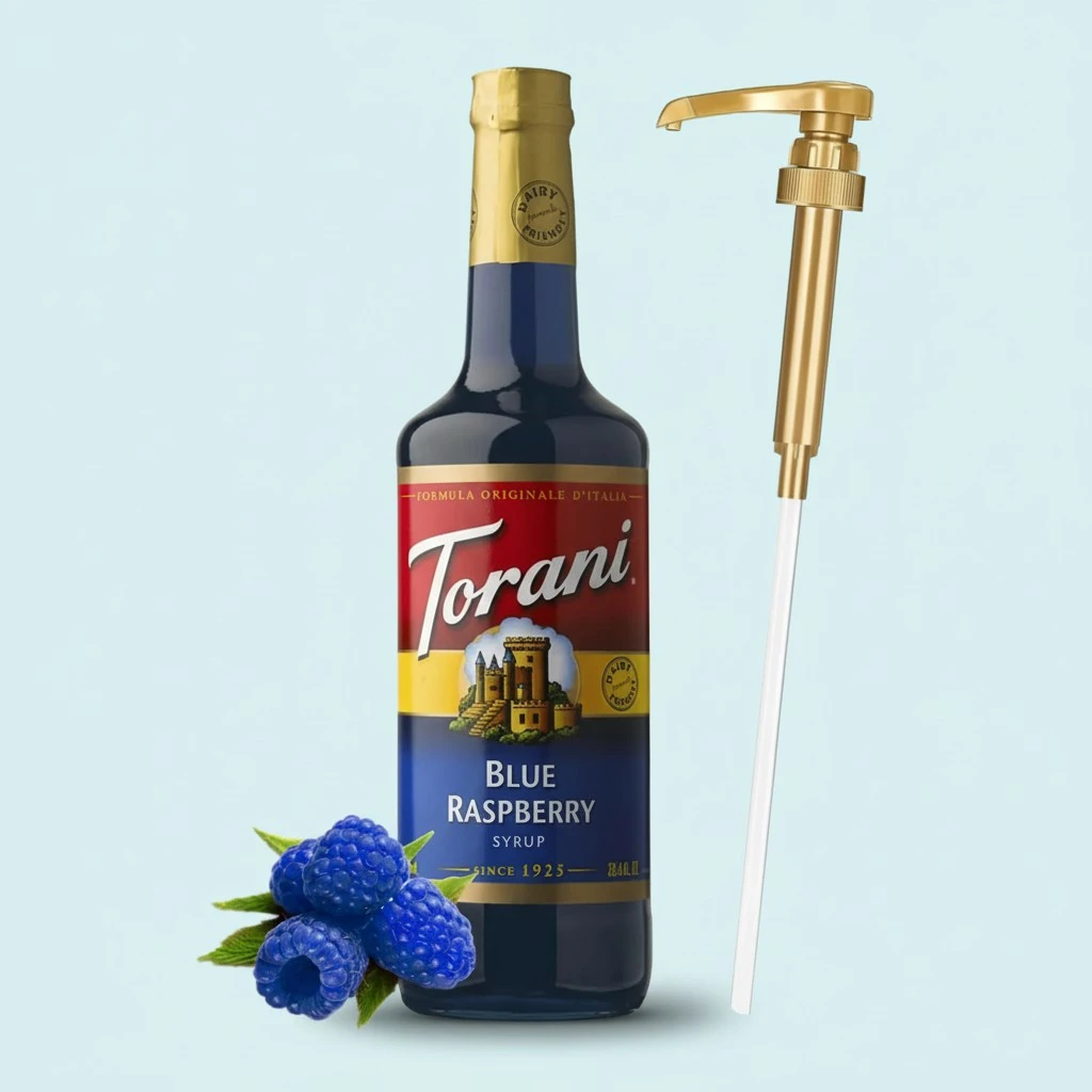 Blue Raspberry Syrup for Coffee 25.4 Ounces Coffee Syrups and Flavors with Jimoco Pump Syrup Dispenser