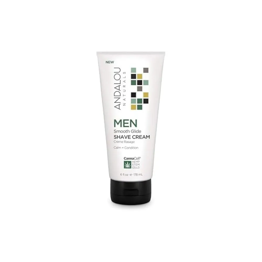 Andalou Naturals CannaCell MEN Smooth Glide Shave Cream, 6 Ounce