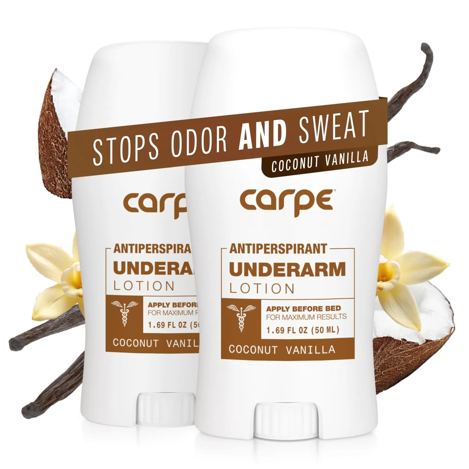 Carpe Underarm Antiperspirant Deodorant - Advanced Sweat & Odor Protection Formula - Antiperspirant for Women & Men Helps to Combat Excessive Sweating with Odor Control - Coconut Vanilla (Pack of 2)