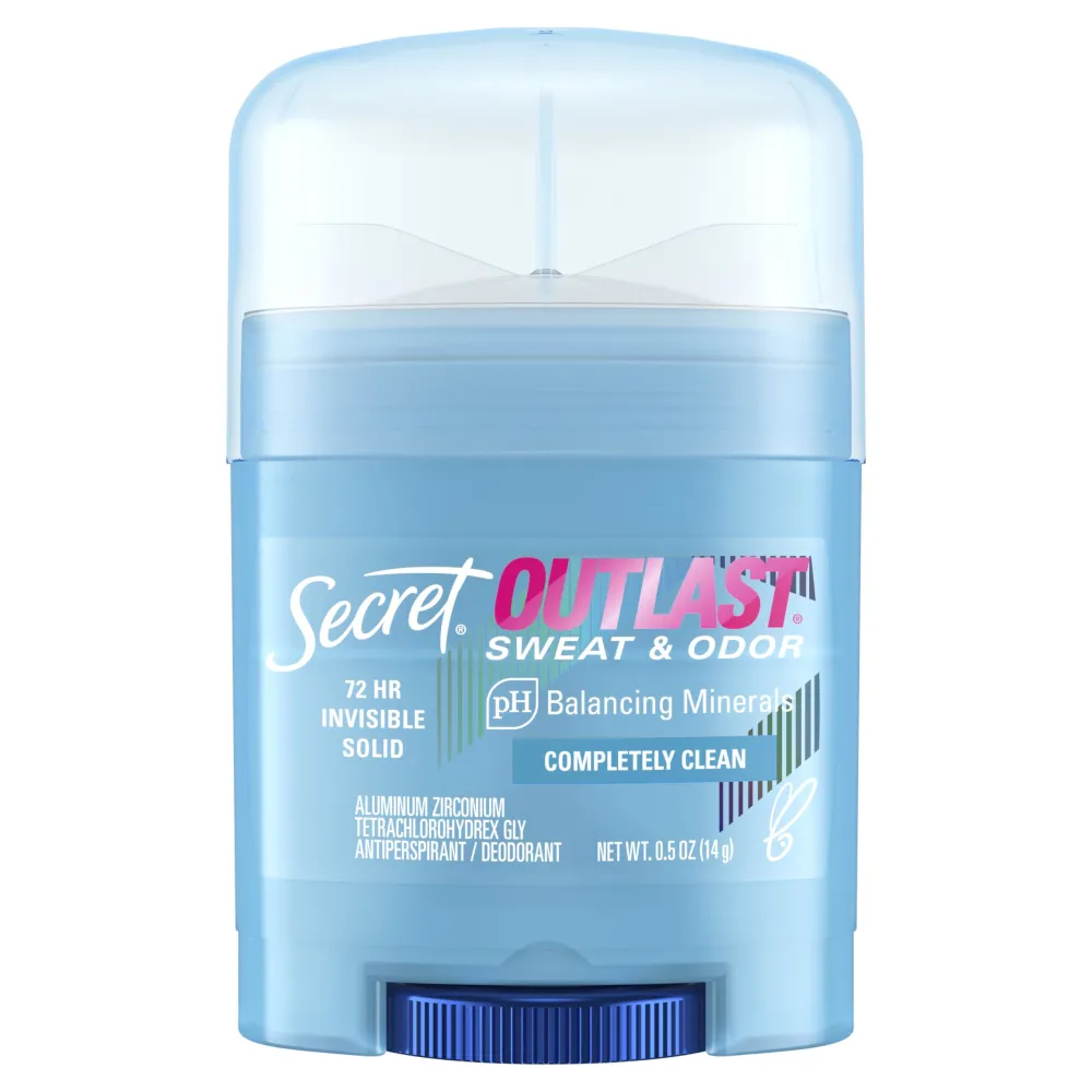 Secret Outlast Antiperspirant Deodorant for Women, Invisible Solid, Completely Clean Scent, Travel Size, 0.5 oz