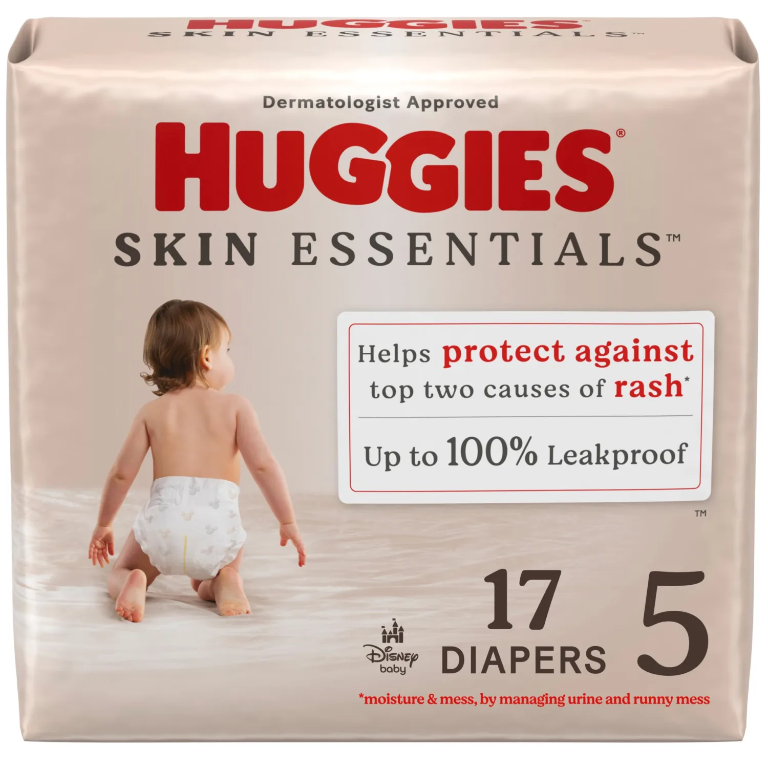 Huggies Size 5 Diapers, Skin Essentials Baby Diapers, Size 5 (27+ lbs), 17 Count