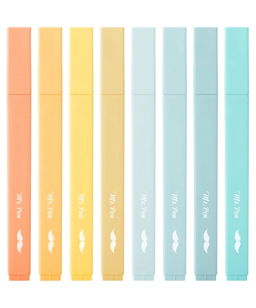 Mr. Pen- Aesthetic Highlighters, 8 pcs, Chisel Tip, Pastel Colors, Cute Highlighters Assorted Colors, Bible Highlighters and Pens No Bleed, No Bleed Highlighters for Bible Pages No Bleed