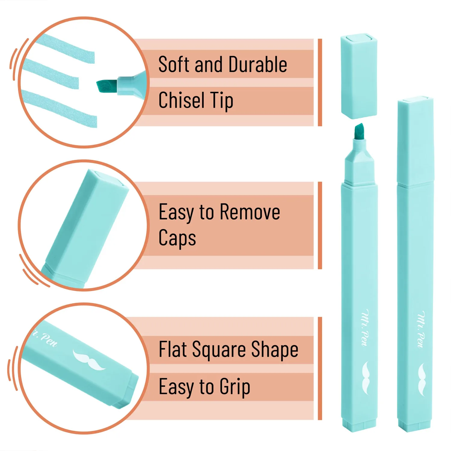 Mr. Pen- Aesthetic Highlighters, 8 pcs, Chisel Tip, Pastel Colors, Cute Highlighters Assorted Colors, Bible Highlighters and Pens No Bleed, No Bleed Highlighters for Bible Pages No Bleed