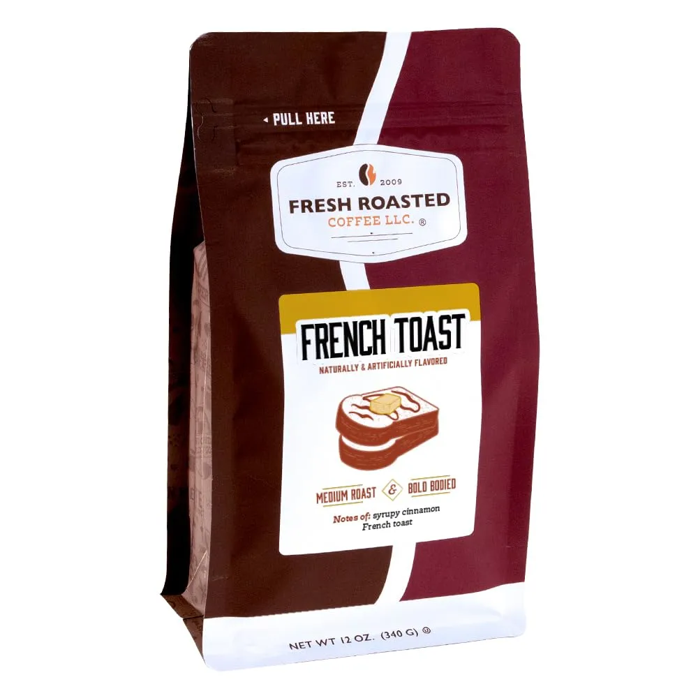 Fresh Roasted Coffee, French Toast Flavored Coffee, 12 oz, Medium Roast, Kosher, Ground