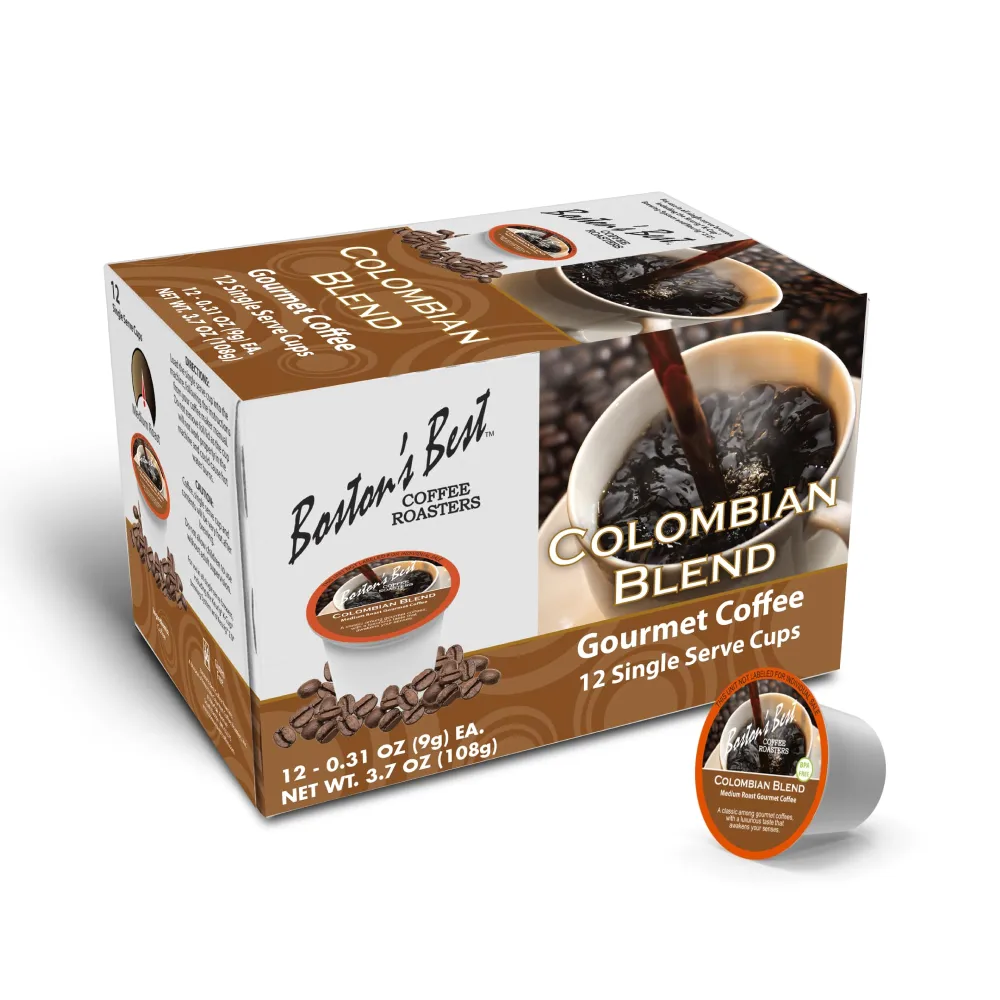 Boston’s Best Coffee - Colombian Blend Coffee, Delectable Gourmet Coffee, Bold Medium Roast Coffee Compatible with Keurig® Coffee Maker, 1 Count (12 Single Serve Cups)