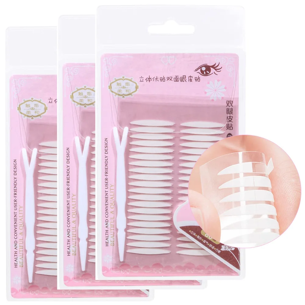 3 Packs Ultra Invisible Two-Sided Sticky Double Eyelid Tapes Stickers, Medical-use Adhesive Fiber, Instant Eyelid Lift Without Surgery Perfect for Heavy Saggy, Hooded, Droopy, Uneven, Mono-eyelids