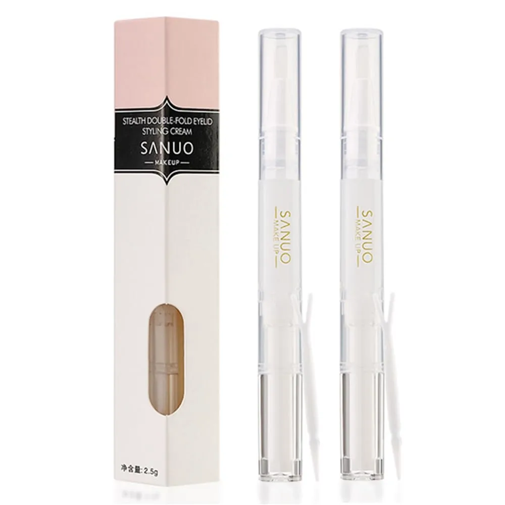 Natural Double Eyelid Pen Glue, 2-Pack Invisible Double Eyelid Styling Cream Long Lasting Liquid Eyelid Glue Eyelid Shaping Pen Gel Double Eyelid Serum Make Eyes Bigger