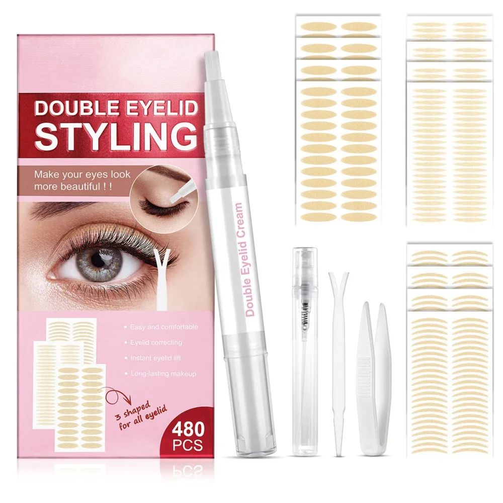 Eyelid Tape, Eyelid Lifter Strips, Double Eyelid Tape for Hooded Eyes, Instant Eye Lift Tape for Droopy Lids, Invisible Double Eyelid Sticker for Hooded Eyes, Droopy, Uneven, Mono-eyelids, 480pcs