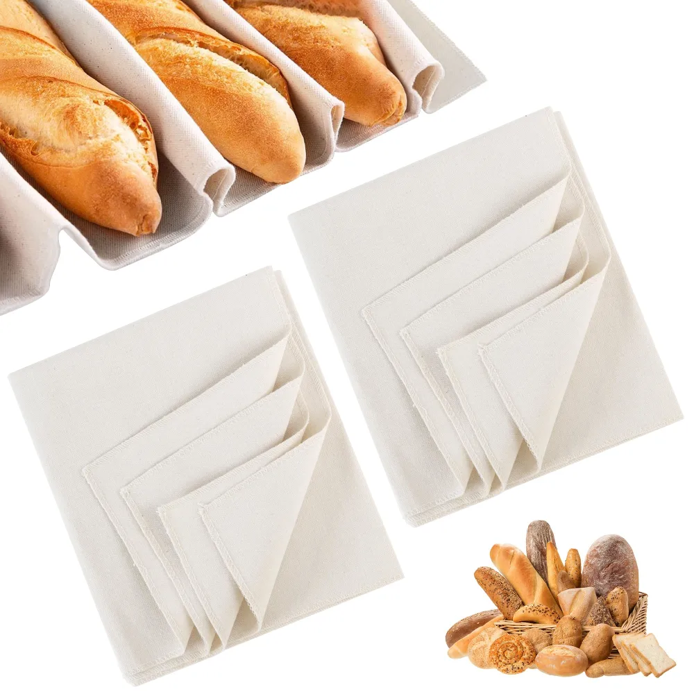 2PCS Proofing Cloth for Bread Baking, 100% Cotton Fabric 17.7x30in Reusable Bread Proofing Cloth Thick Bread Bakers Couche Shaping Tool for Baguettes, Dough, Ciabatta