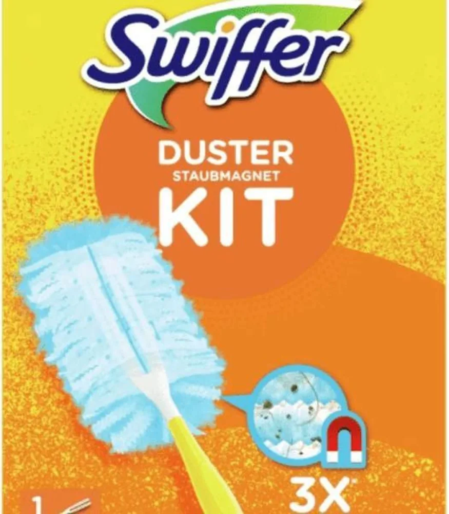 Swiffer - Duster Trap & Lock Kit, 1 Handle + 5 Refills - 1 Set, Light Blue