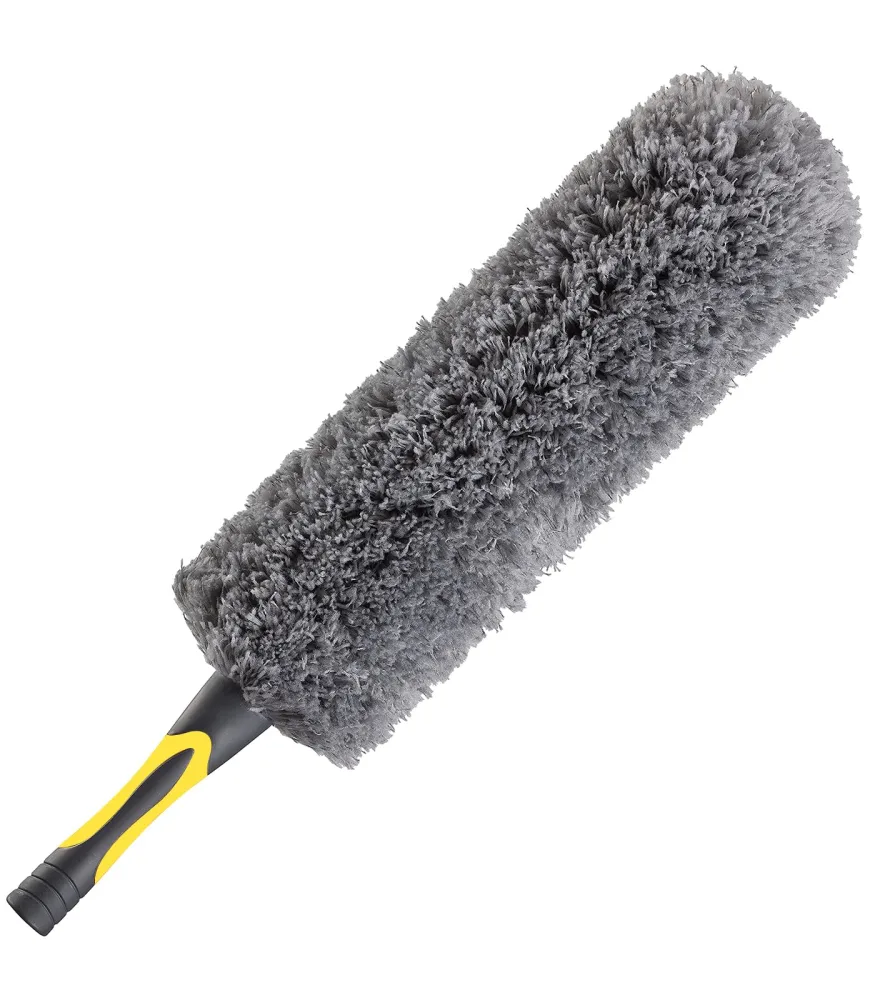 Flexible Microfiber Feather Duster, Electrostatic & Bendable Ceiling Fan Duster, Non-Slip Hand-Grip, Fits All Extension Poles with Standard US Acme Thread (Pole Sold Separately)