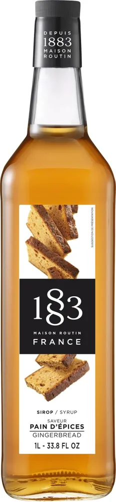 1883 Gingerbread Syrup - Flavored Syrup for Coffee, Cocktails, and Iced Beverages - Made in France | Premium Glass Bottle 1 Liter