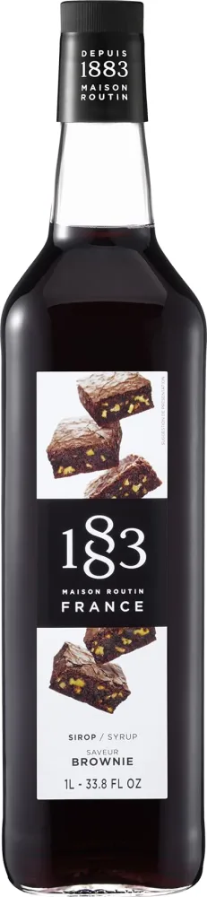 1883 Brownie Syrup - Flavored Syrup for Coffee, Cocktails, and Iced Beverages - Made in France | Premium Glass Bottle 1 Liter