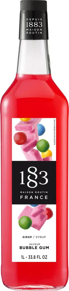 1883 Bubblegum Syrup - Flavored Syrup for Coffee, Cocktails, and Iced Beverages - Made in France | Premium Glass Bottle 1 Liter