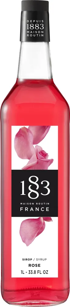 1883 Rose Syrup - Flavored Syrup for Coffee, Cocktails, and Iced Beverages - Made in France | Premium Glass Bottle 1 Liter