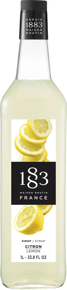 1883 Lemon Syrup - Flavored Syrup for Coffee, Cocktails, and Iced Beverages - Made in France | Premium Glass Bottle 1 Liter