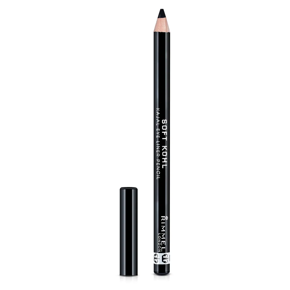 Rimmel London Soft Kohl Kajal Eyeliner Pencil, Blendable, Intense Color, Long-Wearing, 061, Jet Black, 0.04oz