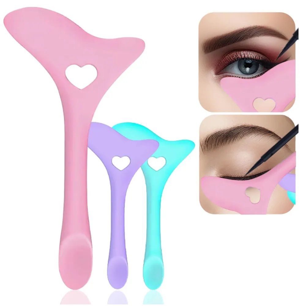 CYOIDAI Eyeliner Stencils, Winged Eyeliner Tool, Mascara Shield, Multifunctional Silicone Eyeshadow Applicators, Perfect for Beginners in Makeup (Pink)