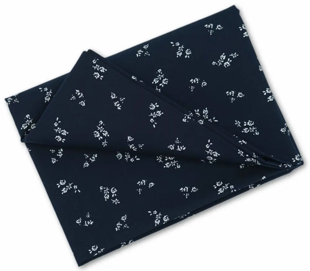 MasterFAB Cotton Fabric by The Yard for Sewing DIY Crafting Fashion Design Printed Floral Washable Cloth Bundles Voile;Full Width cuttable39 x 55inches (100x140cm) (White Flowers on Deep Navy)