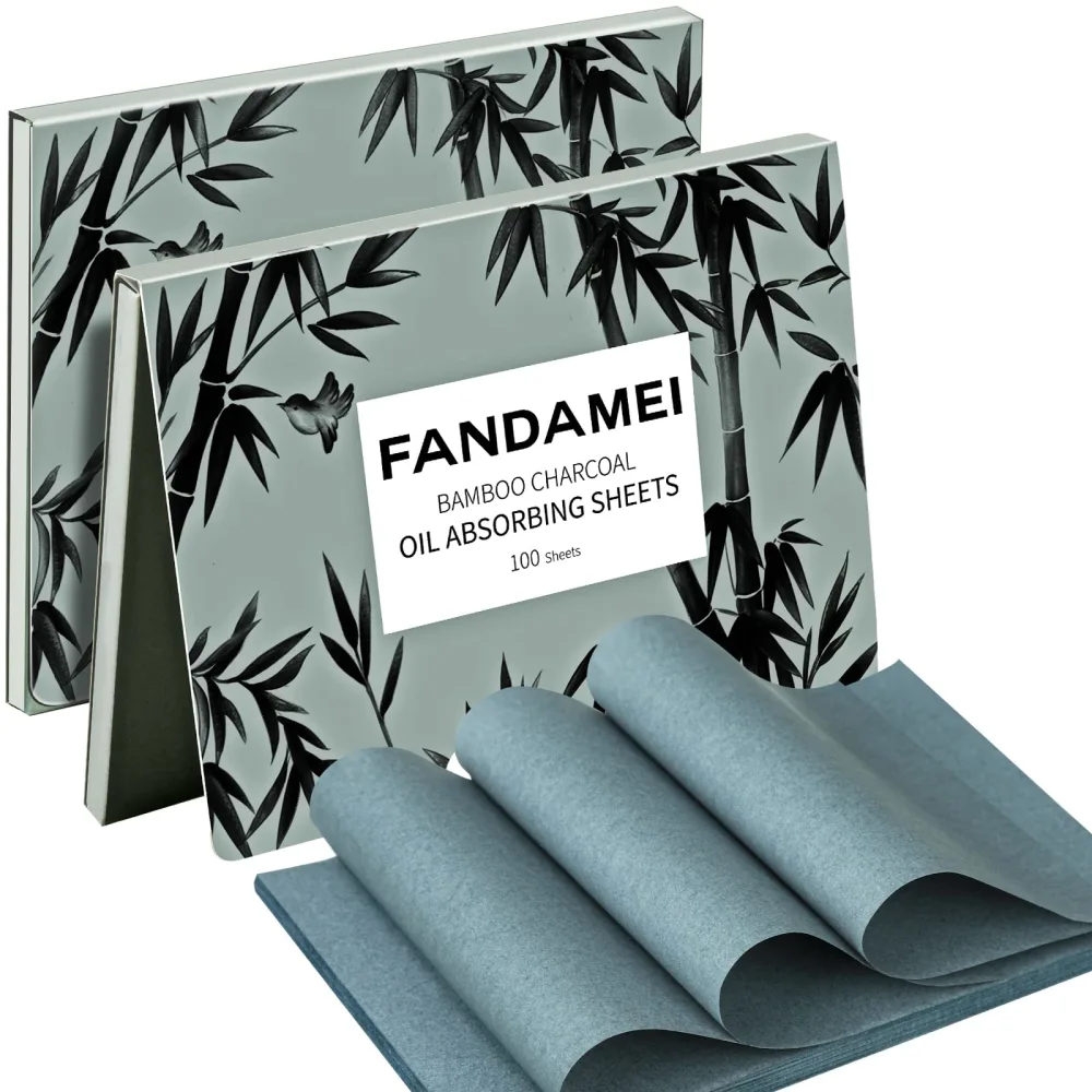 FANDAMEI Oil Blotting Sheets For Face, 200 Counts Oil Blotting Papers For Face, Blotting Paper for Oily Skin, Oil Control Film, Oil Absorbing Sheets For Face, Oil Absorbing Tissues, Bamboo Charcoal