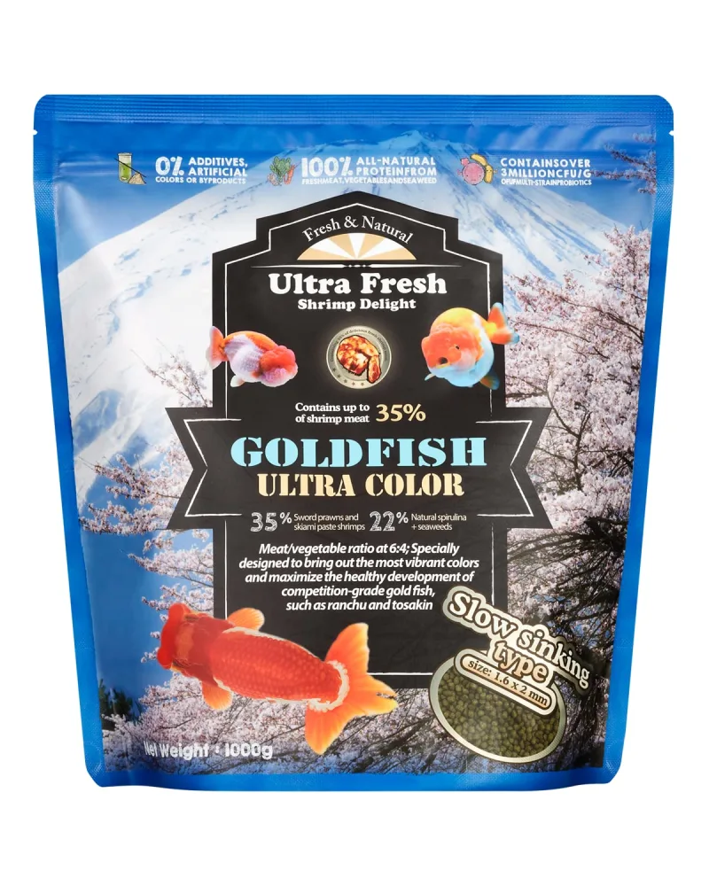 Ultra Fresh Sinking Goldfish Food, Color Enhancing, Balanced Diet, All Natural Ingredients, Clear Water Formula, Slow Sinking Gold Fish Pellets, Goldfish Ultra Color (2.2 lbs)