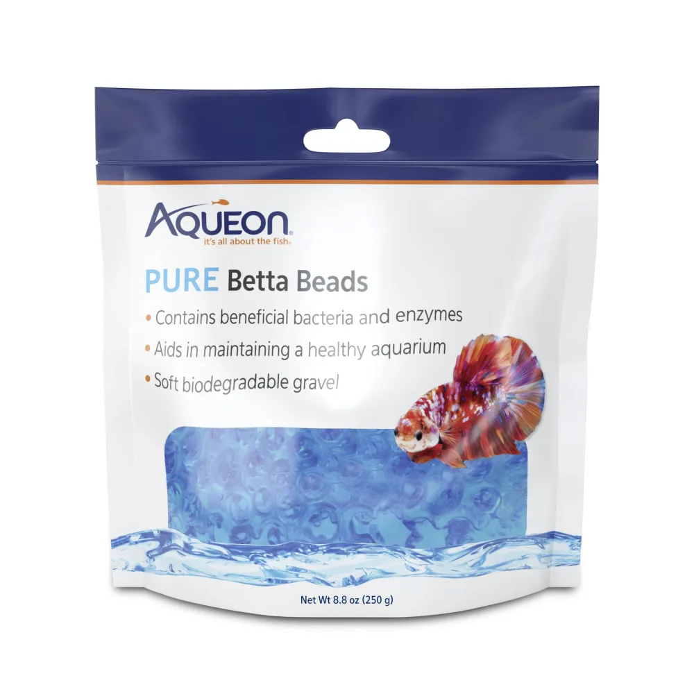 Aqueon PURE Betta Beads, Water Care for Unfiltered Aquariums, Maintains Clear Water and Helps Breakdown Organic Sludge, Blue