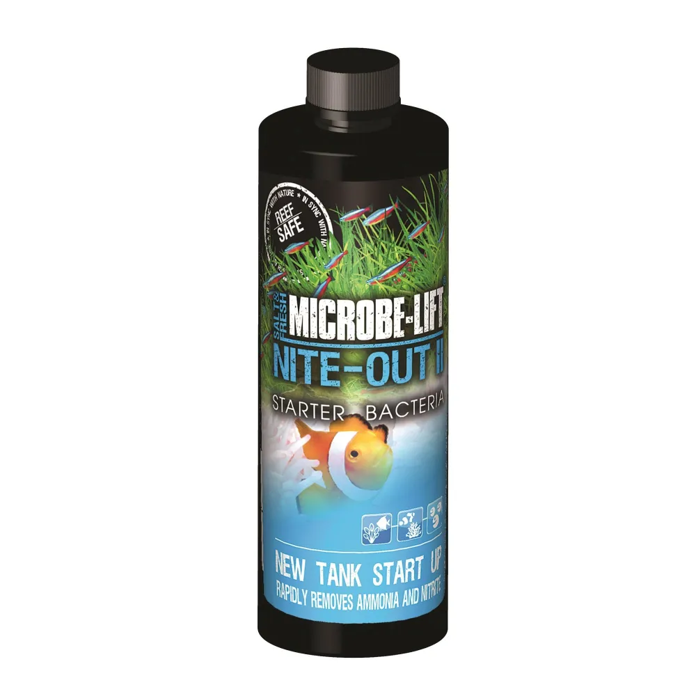 MICROBE-LIFT NITEH04 Nite-Out II Aquarium and Fish Tank Cleaner for Rapid Ammonia and Nitrite Reduction, Freshwater and Saltwater, 4 Ounces